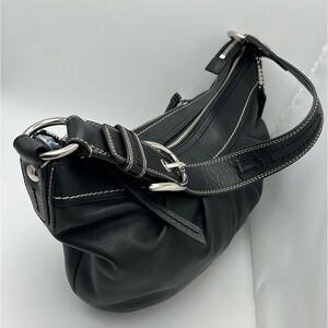 Coach F13730 Soho Pleated Smooth Leather Hobo Shoulder Bag Black EUC